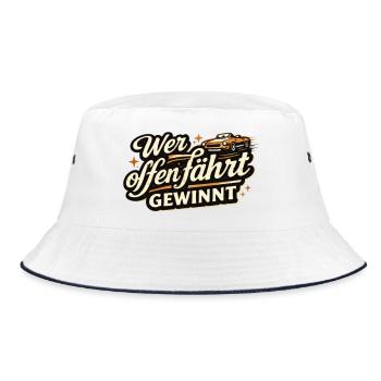 Who drives with the top down wins Retro Cabrio Saying - Bucket Hat - white/navy - Front