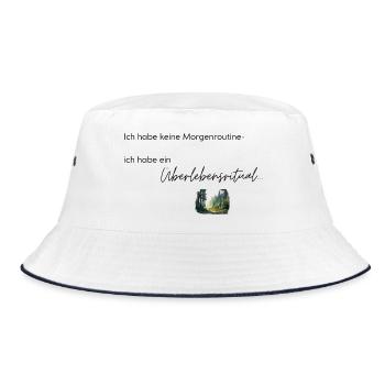 LIEBEVOLL Morgenroutine Wald - Bucket Hat - Weiß/Navy - Vorne