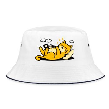 Sleeping cat cosiness - Bucket Hat - white/navy - Front