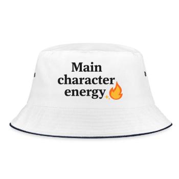 Main Character Energy mit Flamme - Bucket Hat - Weiß/Navy - Vorne