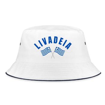 LIVADEIA: Crossed Greek Flags - Bucket Hat - white/navy - Front