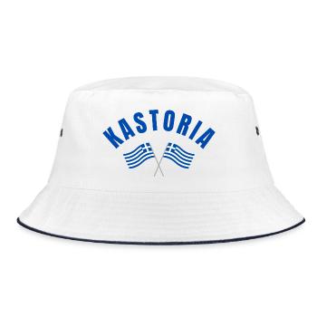 Kastoria Greek Flags  - Bucket Hat - white/navy - Front