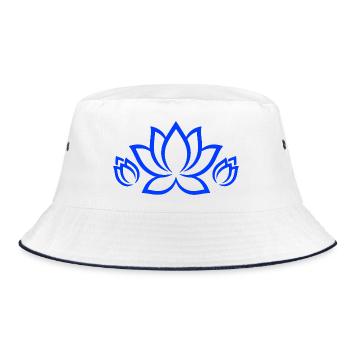 Blaues Blumen Motiv für Damen und Mädchen - Bucket Hat - Weiß/Navy - Vorne