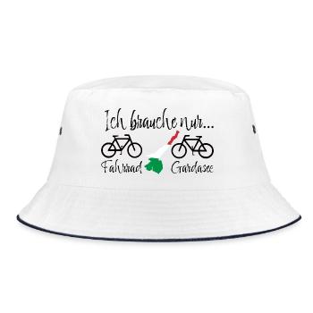 Gardasee mit Fahrrad - Bucket Hat - Weiß/Navy - Vorne