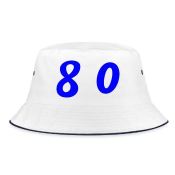 80. 80 JAHRE. 80. JUBILÄUM. 80-JAHRES-JUBILÄUM. - Bucket Hat - Weiß/Navy - Vorne