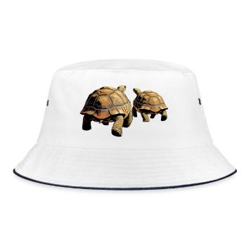 Duo turtles in the evening light - Bucket Hat - white/navy - Front