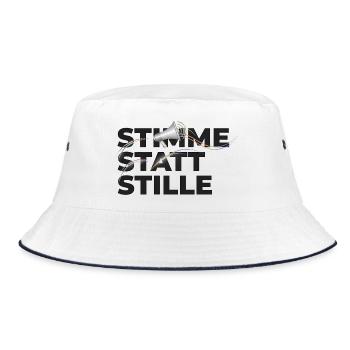 Stimme statt Stille Spruch Aktivismus Megafon - Bucket Hat - Weiß/Navy - Vorne