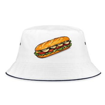 Frischer Sandwich Blickfang - Bucket Hat - Weiß/Navy - Vorne