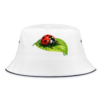 Ladybug on leaf - Bucket Hat - white/navy - Front