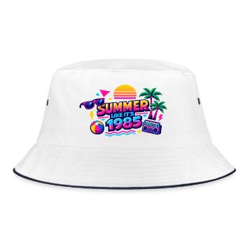 Sommer 1985 Retro Neon - Bucket Hat - Weiß/Navy - Vorne
