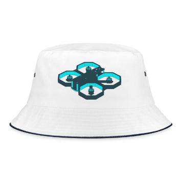 Drohne Quadcopter FPV Racing Drohnenpilot - Bucket Hat - Weiß/Navy - Vorne
