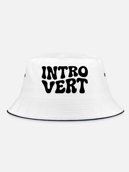 Introvertiertes Retro-Logo im Stil der Siebziger - Bucket Hat - Weiß/Navy - Vorne