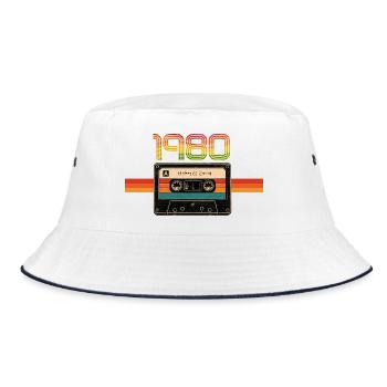Retro 1980 Tape Rainbow - Bucket Hat - white/navy - Front