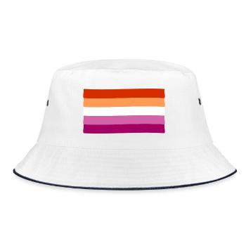 Lesben Pride Flagge - Bucket Hat - Weiß/Navy - Vorne