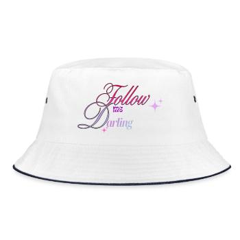Follow Me Darling Schriftzug - Bucket Hat - Weiß/Navy - Vorne