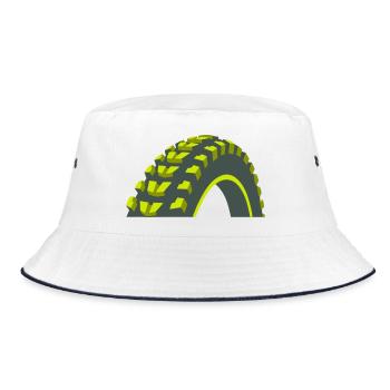 MTB Bicycle Tire Graphic - Bucket Hat - white/navy - Front
