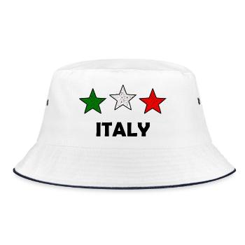 Tri-Color Stars Italy - Bucket Hat - white/navy - Front