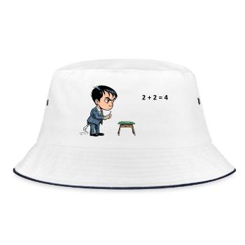Comic-Schüler bei Rechenaufgabe – Mathe Frust - Bucket Hat - Weiß/Navy - Vorne