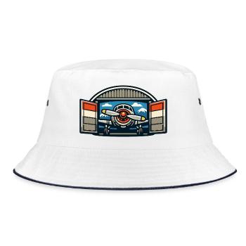 Retro Propeller Airplane Hangar - Bucket Hat - white/navy - Front