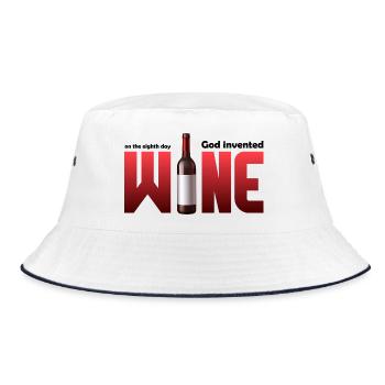 Wine bottle in large typography - Bucket Hat - white/navy - Front