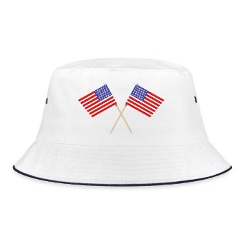 Flagge der Vereinigten Staaten - Bucket Hat - Weiß/Navy - Vorne