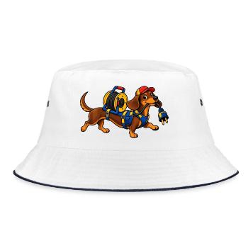 Dackel auf Draht - Bucket Hat - Weiß/Navy - Vorne