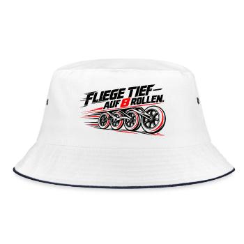Fliege tief auf 8 Rollen Skate - Bucket Hat - Weiß/Navy - Vorne