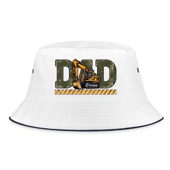 Bagger-Dad-Shirt, Bau-Dad-T-Shirt - Bucket Hat - Weiß/Navy - Vorne