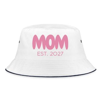 Mom EST. 2027  - Bucket Hat - Weiß/Navy - Vorne