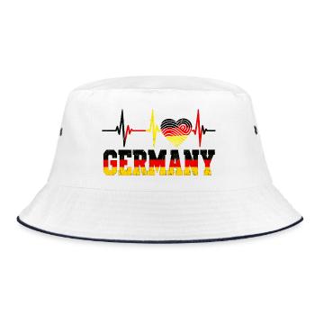 Deutschland Herzschlag - Bucket Hat - Weiß/Navy - Vorne