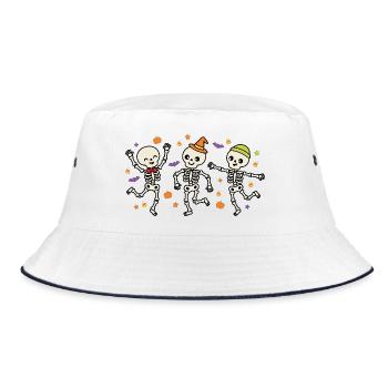 Tanzende Skelette Halloween Gruseliger Skeletttanz - Bucket Hat - Weiß/Navy - Vorne