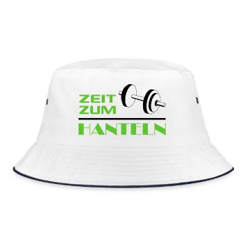 Zeit zum Hanteln Bodybuilder Bodybuilding Sport - Bucket Hat - Weiß/Navy - Vorne
