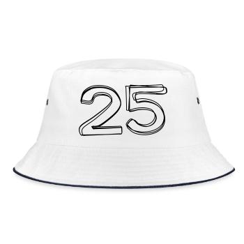 Zahl 25 handgezeichnet - Bucket Hat - Weiß/Navy - Vorne