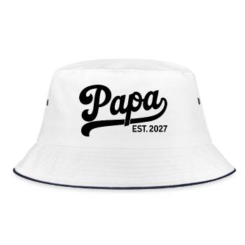 Papa Est. 2027 - Bucket Hat - Weiß/Navy - Vorne