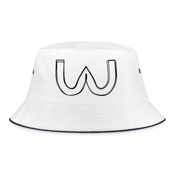 Griechischer Buchstabe Omega handgezeichnet - Bucket Hat - Weiß/Navy - Vorne