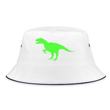 Neon-T-Rex Silhouette - Bucket Hat - Weiß/Navy - Vorne