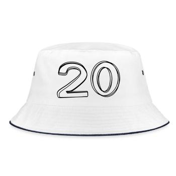 Zahl 20 handgezeichnet - Bucket Hat - Weiß/Navy - Vorne