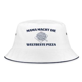 Mama macht die weltbeste Pizza - Pizzabäckerin - Bucket Hat - Weiß/Navy - Vorne