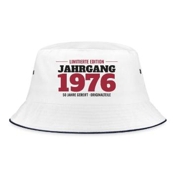 Jahrgang 1976 Limitierte Edition – 50. Geburtstag - Bucket Hat - Weiß/Navy - Vorne