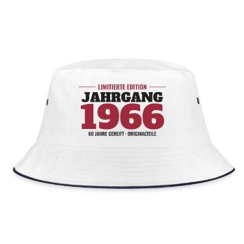 Jahrgang 1966 Limitierte Edition – 60. Geburtstag - Bucket Hat - Weiß/Navy - Vorne