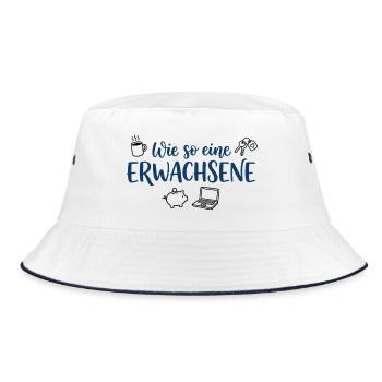 Wie so eine Erwachsene – Lustiger Spruch - Bucket Hat - Weiß/Navy - Vorne