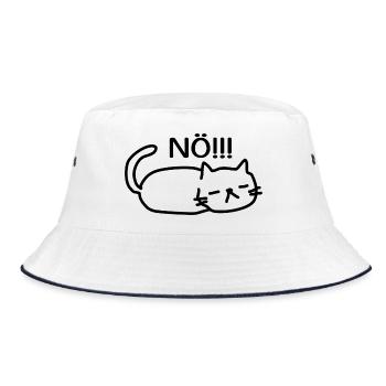 Nö Lustige Faule Katze - Bucket Hat - Weiß/Navy - Vorne