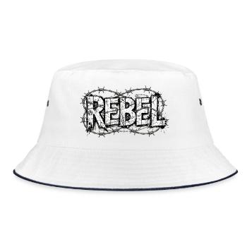 Rebellen-Stacheldrahttypografie - Bucket Hat - Weiß/Navy - Vorne