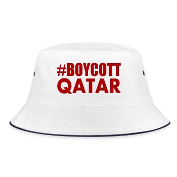 Boycott qatar - Bucket Hat - Weiß/Navy - Vorne