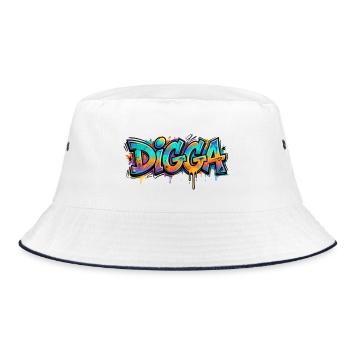 Digga Graffiti Neon Burst - Bucket Hat - Weiß/Navy - Vorne