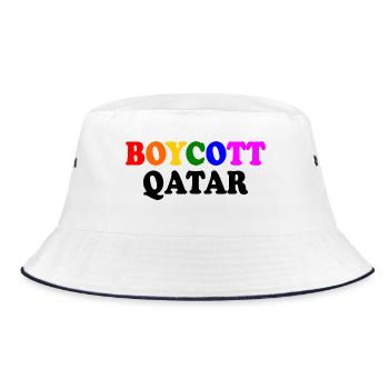 Boycott qatar - Bucket Hat - Weiß/Navy - Vorne