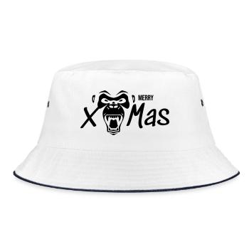 Merry Xmas Gorilla Monkey Gift - Bucket Hat - white/navy - Front