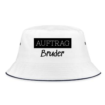 Auftrag Bruder Familie Lustig Geschenk - Bucket Hat - Weiß/Navy - Vorne