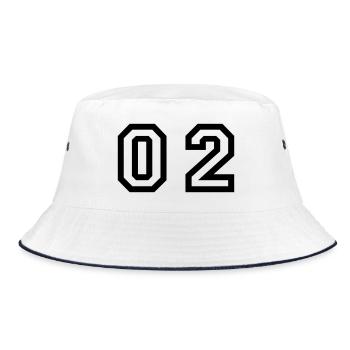 Nummer - 02 - null zwei - Bucket Hat - Weiß/Navy - Vorne