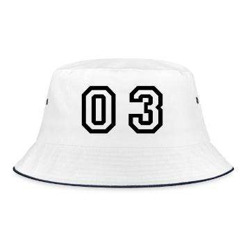 Nummer - 03 - null drei - Bucket Hat - Weiß/Navy - Vorne